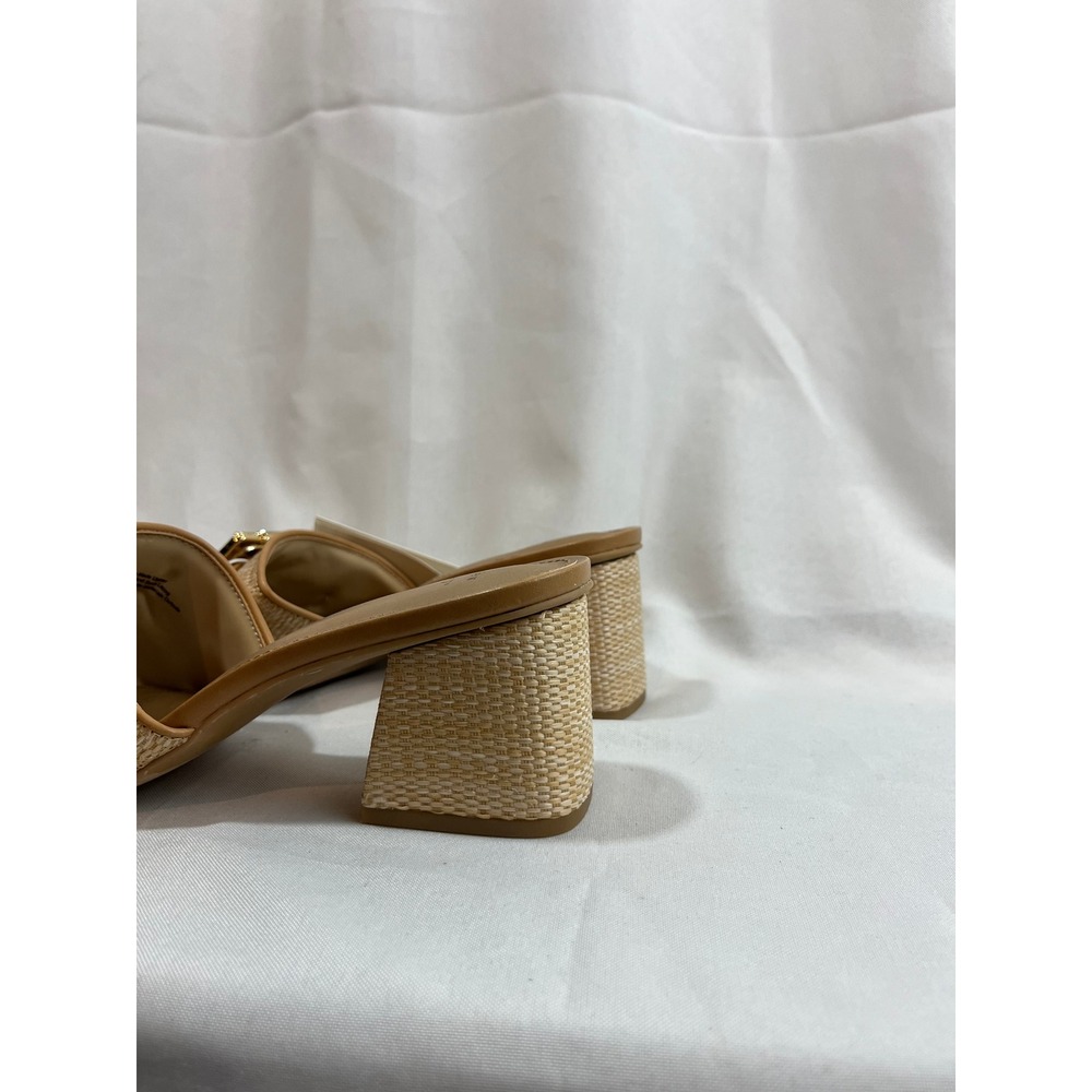 A New Day Womens Woven Block Heel Slide Sandals Rhinestone Buckle Tan Size 8 - Picture 3 of 6